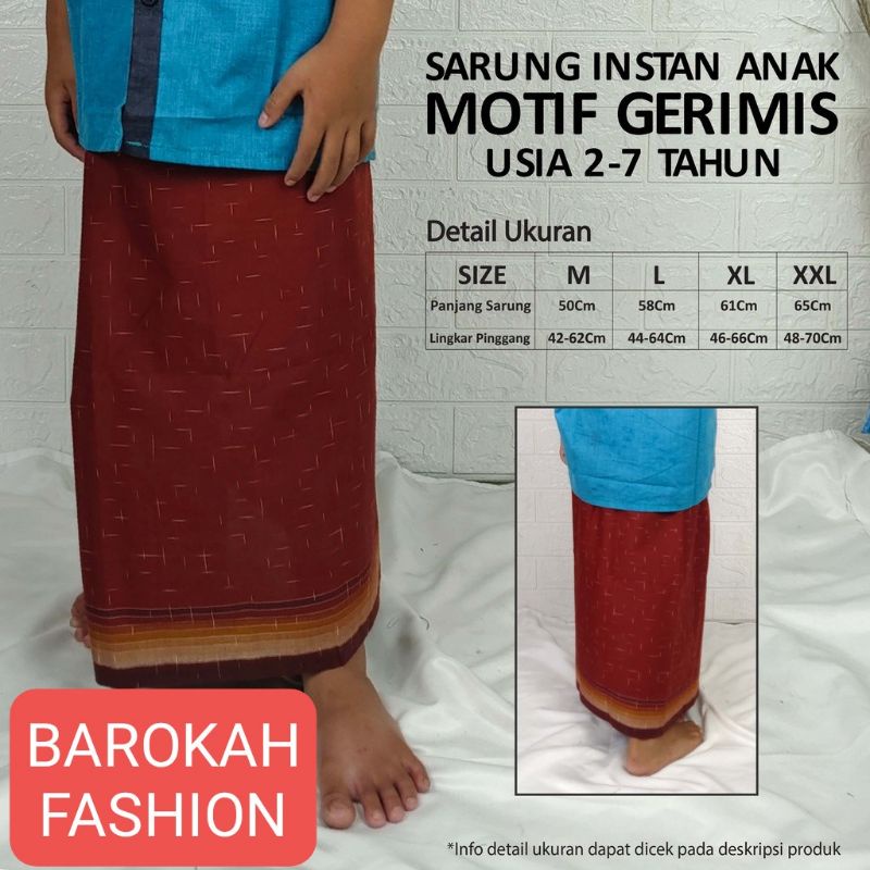 Sarung Anak Wadimor Motif Gerimis 777 - Sarung Instan Anak Wadimor - Sarung Sunat - Sarung Anak Usia