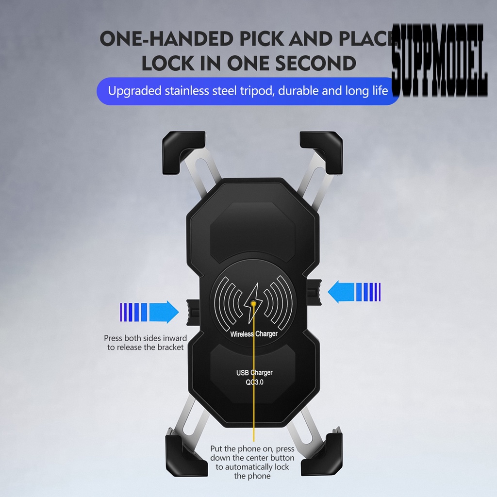 Holder Charger Handphone 15W Rotasi 360 Derajat Tahan Lama Untuk Motor / Mobil