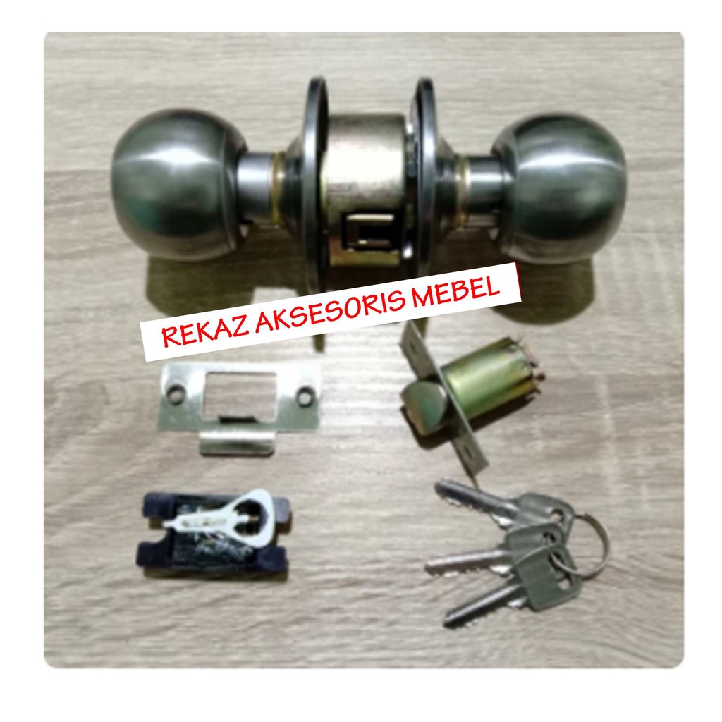 KUNCI PINTU BULAT STAINLESS BOSSINI / GAGANG TARIKAN HANDLE PUTAR