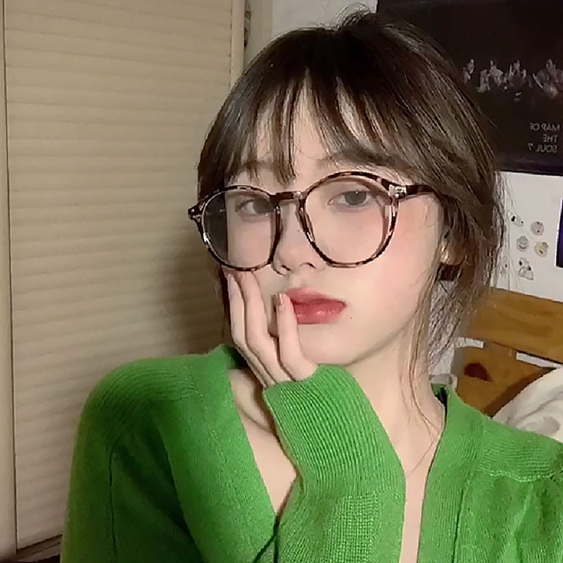 COD❤️Kacamata Cat Eye Fashion Wanita Glasses Lensa Flat Kacamata Anti Radiasi Retro Korea Gaya Leopard a.one