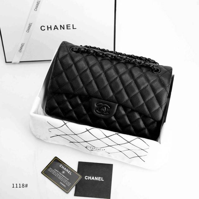 Chanel Classic Flap Caviar So Black WITH BOX 1118