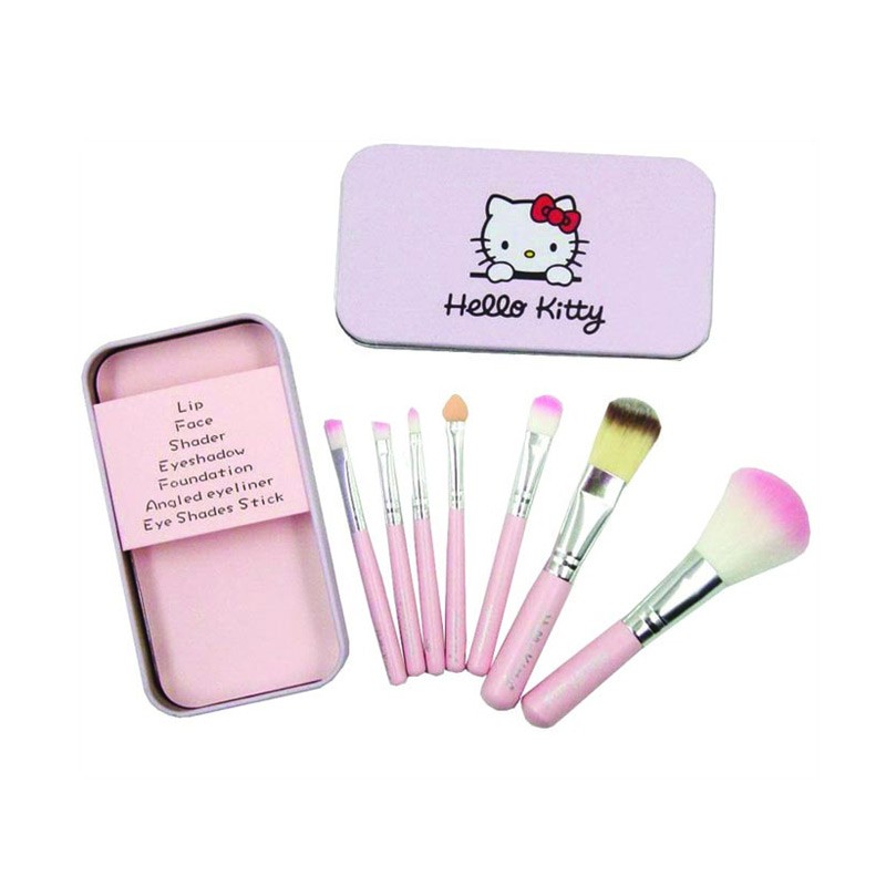 KUAS Make Up HELLO KITTY BRUSH SET 7 IN 1/ HELLO KITTY KALENG 7 PCS