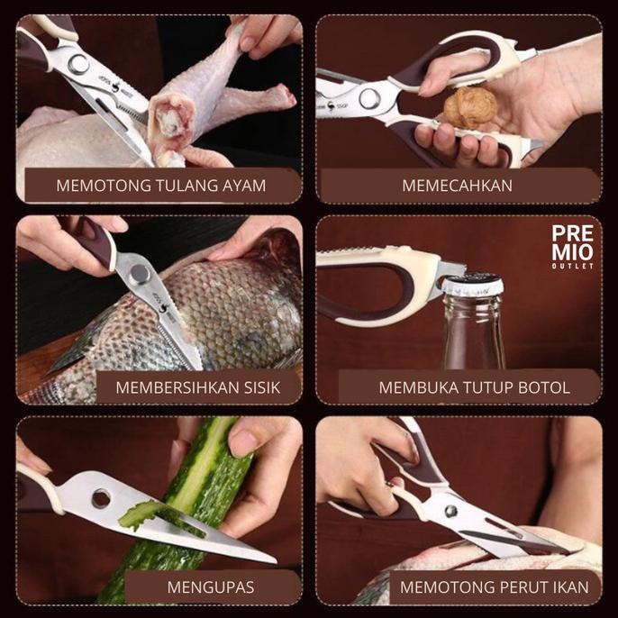 

Premio Gunting Dapur Serbaguna Tajam Makanan Daging Ikan Sayur Tulang