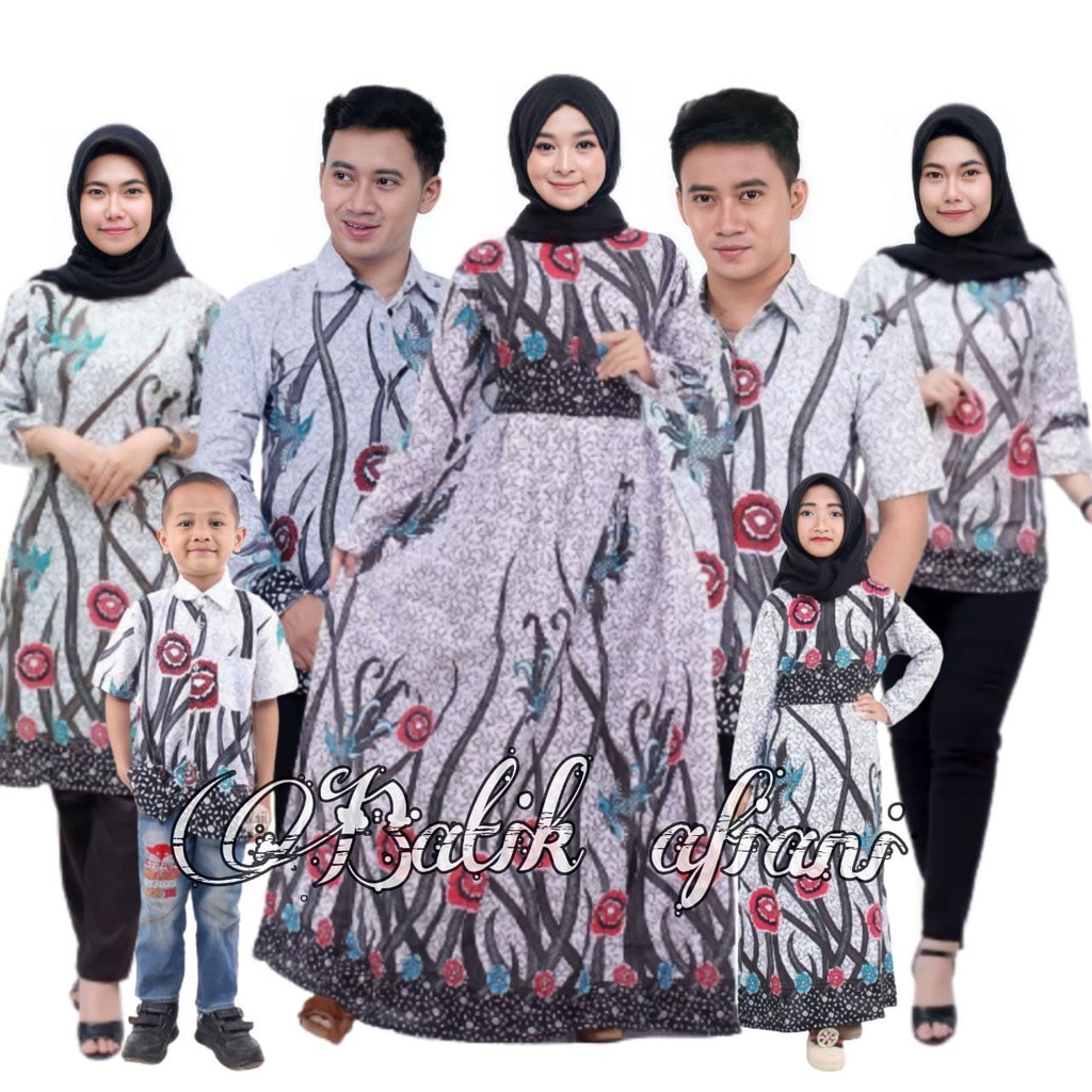 Batik Couple Keluarga Maura Couple Sania Ruffle Ori Ndoro Jowi Dnt Termurah Motif Ilalang Putih