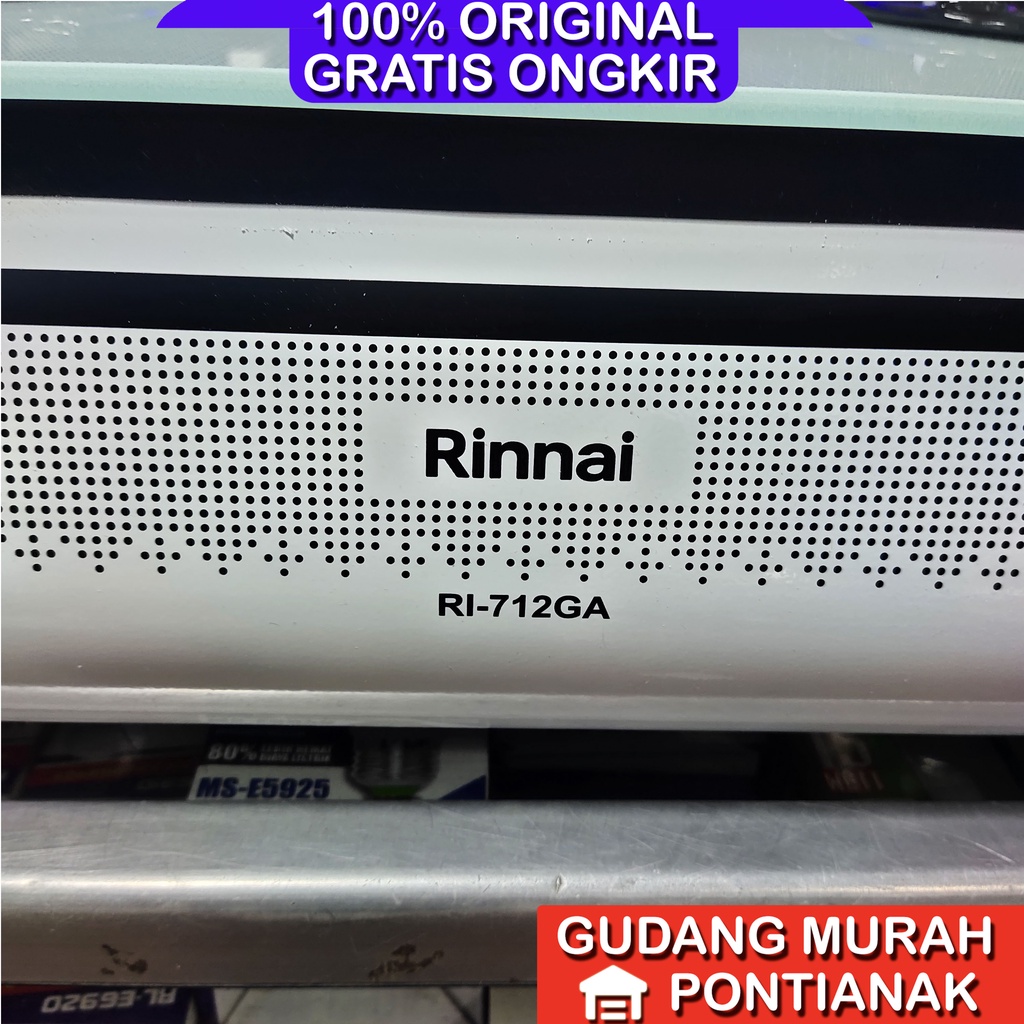 KOMPOR GAS 2 TUNGKU RINNAI RI- 712 GA (glass top) Kompor Gas Rinnai Kaca Ri 712 GA 2tungku jumbo dan api lilin /Kompor Rinnai 712ga w