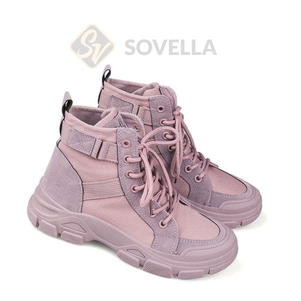 SOVELLA Lizza Sepatu Sneakers Boots Wanita Import Hitam Violet