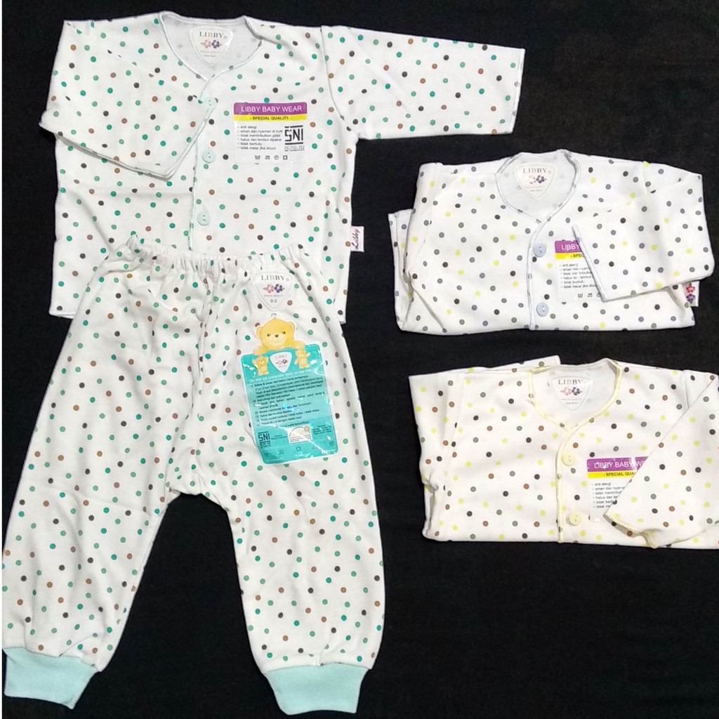 LIBBY SETELAN PANJANG POLKADOT kecil NEWBORN (0-3M)/(3-6M