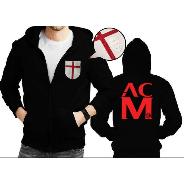 NEW KT JAKET HOODIE SWEATER HALFZIPPER ACM AC MILAN ROSSONERI GRADE ORI MURAH