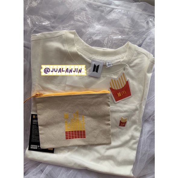 BTS x MCD LOGO TSHIRT SIZE L ORIGINAL AND POUCH