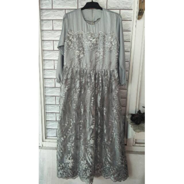 Gamis velvet mix brukat tile/dress satin/dress murah