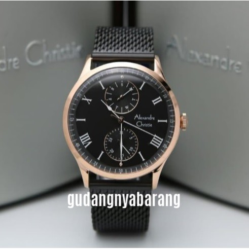 JAM TANGAN PRIA - LAKI - COWOK ALEXANDRE CHRISTIE AC 6437 BLACK HITAM ROSE GOLD ORIGINAL KEREN