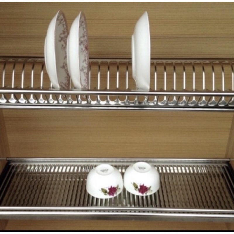 rak piring gelas stainless kitchen set 100 / rak piring stainless lemari dapur