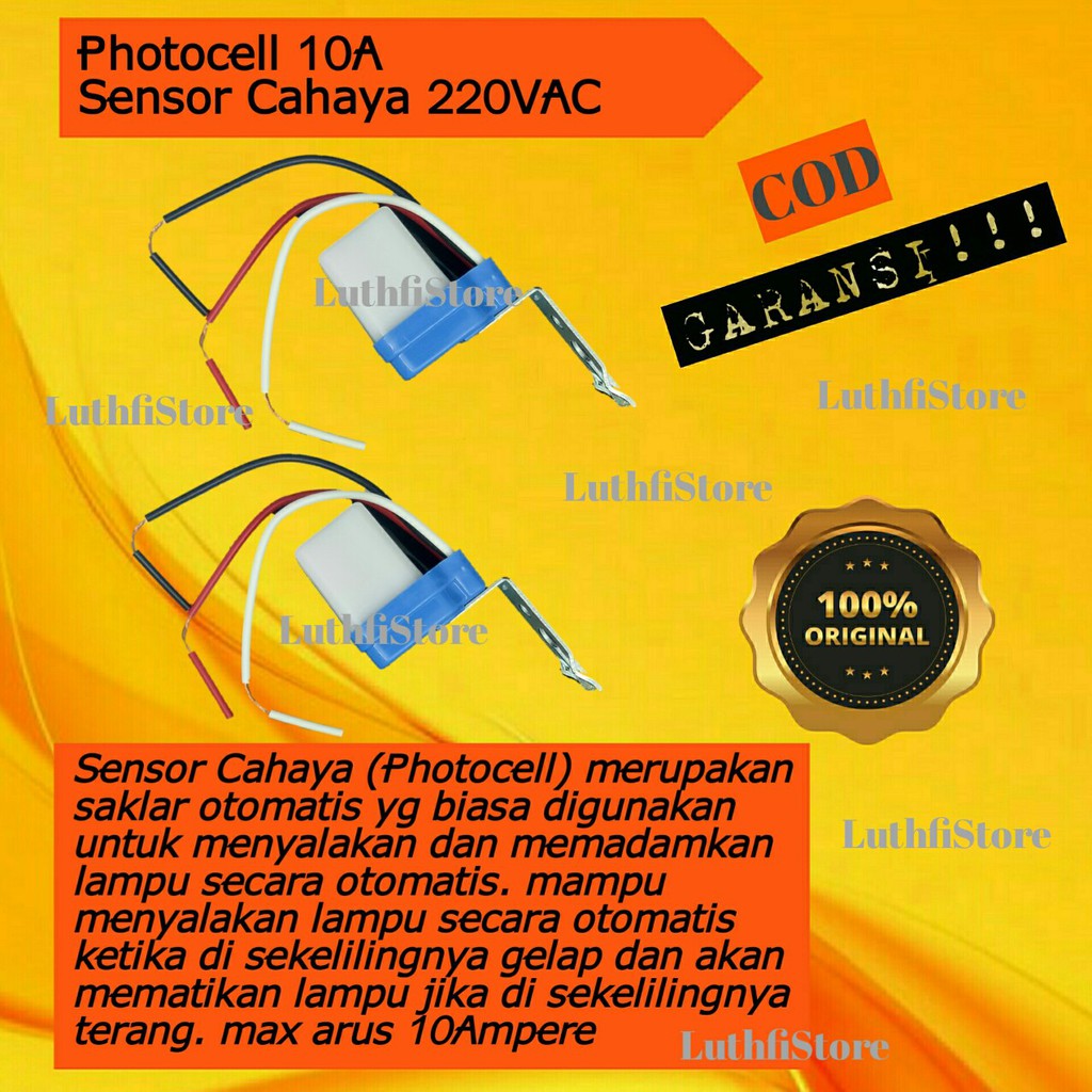 PHOTOCELL 10A FOTOSELL 10A 220VAC SENSOR CAHAYA SAKLAR OTOMATIS