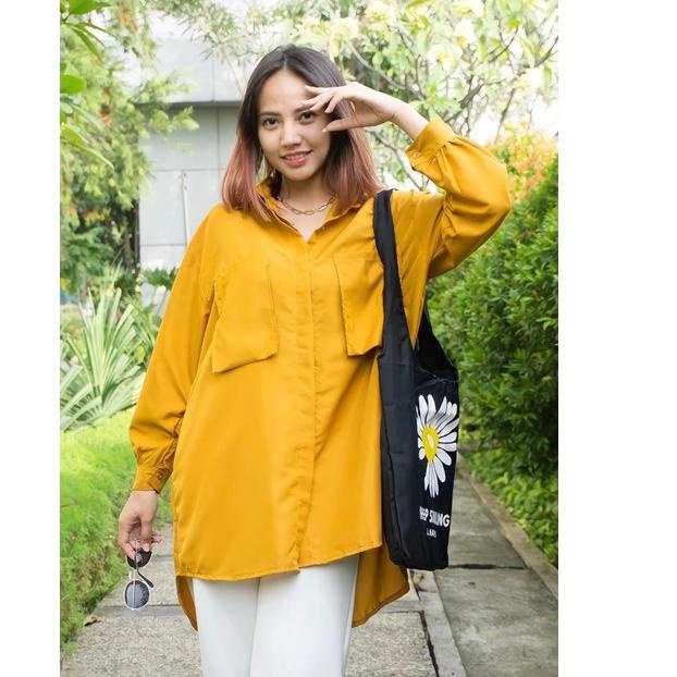 (SPECIAL PRICE) RX FASHION - Areum Korean Oversize XXL Shirt / KEMEJA POCKET OVERSIZE / Kemeja LENDE