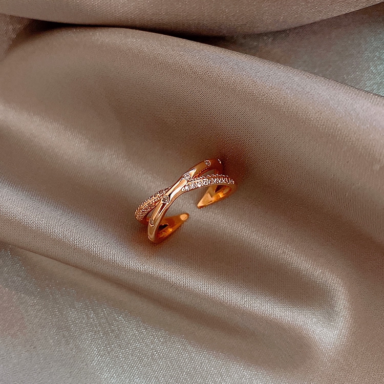 XiaoboACC Cincin Terbuka Adjustable Model Silang Gaya Korea Untuk Wanita