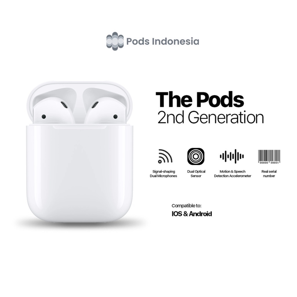 New The Pods Gen 2 2022 Wireless Charging Case ( IMEI & Serial Number Detectable) By Pods Indonesia