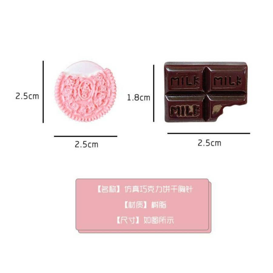 PBI-01 pin bross biscuit oreo biskuit cokelat pink choco unik lucu