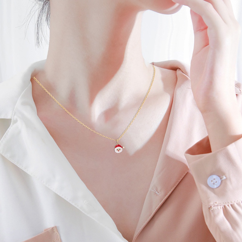 Fancyqube 2022 Kalung Choker Hias Liontin Pohon Natal Santa Claus Snowman Dan Lonceng Untuk Dekorasi