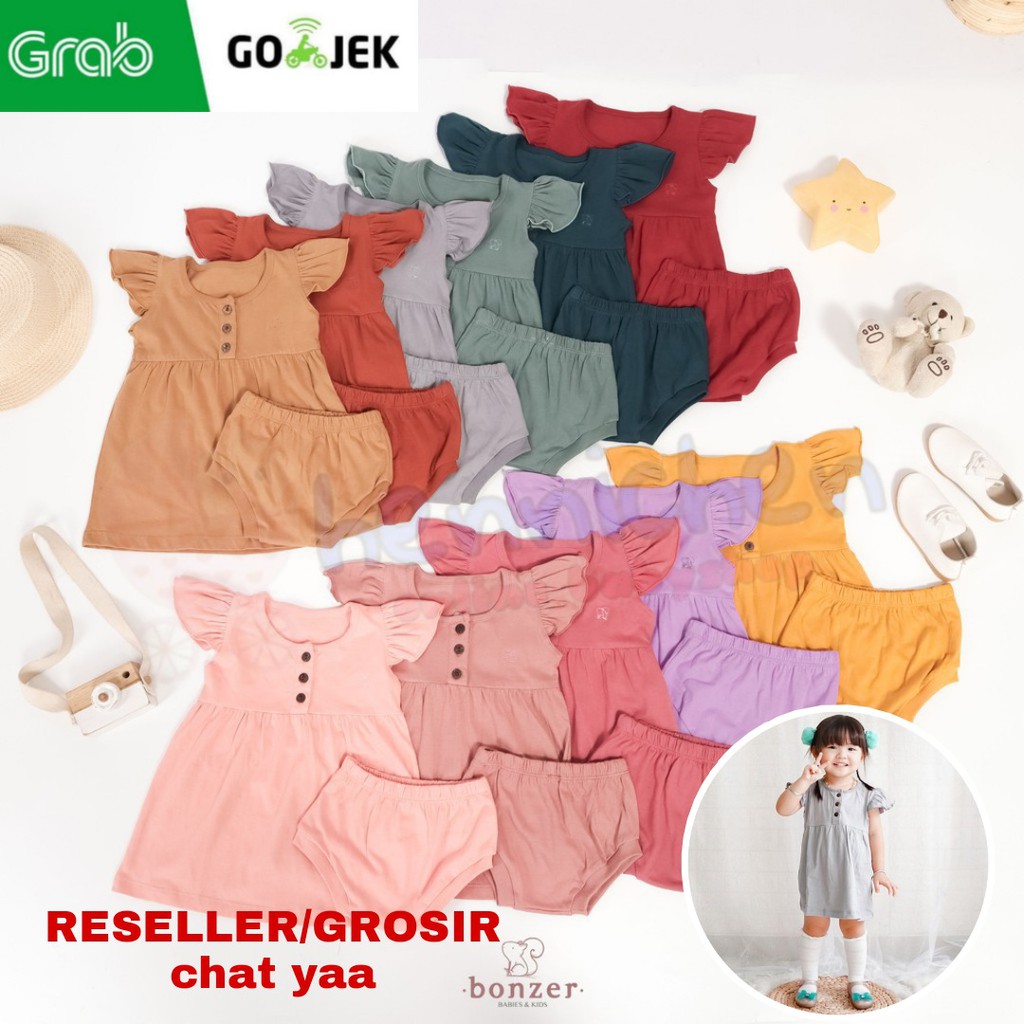 PROMO 7.7 PROMO BAJU LEBARAN MURAH BONZER JANE RUFFLE DRESS DRESS BAYI DRESS ANAK FASHION ANAK PEREMPUAN 6-24 BULAN BONZER BABY