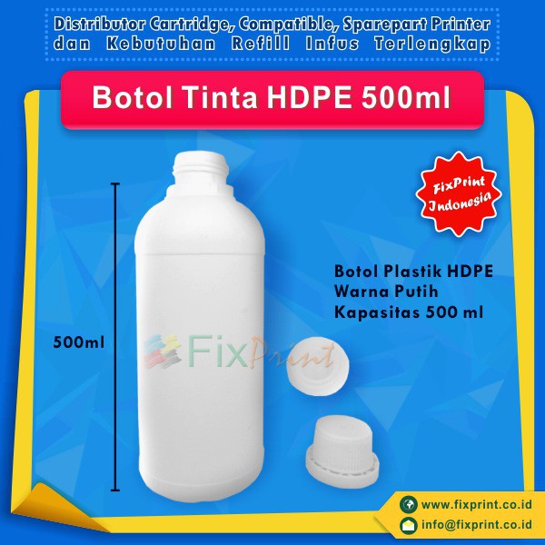 Botol Tinta HDPE 500ml, Botol Plastik HDPE Putih 500 ml Murah