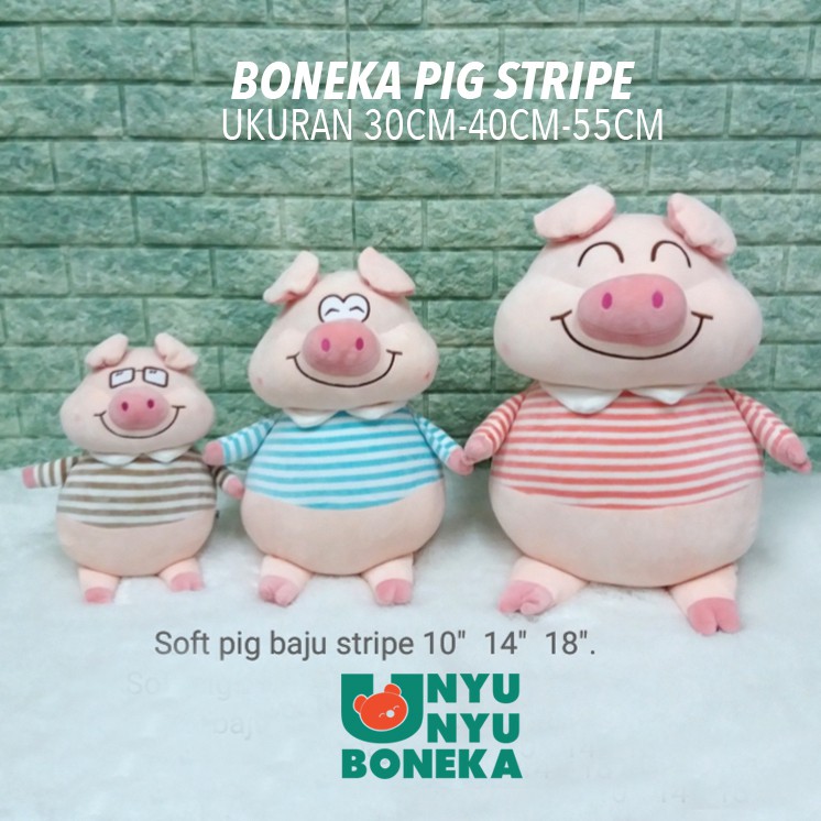 Boneka Pig animal tshirt stripe import animal babi kado ultah