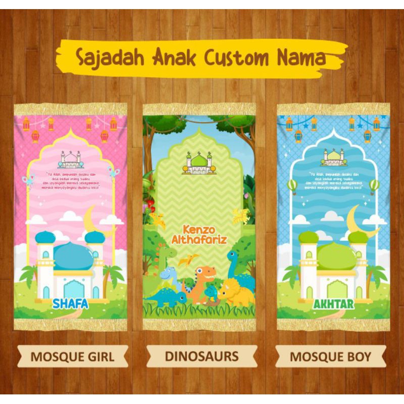 Sajadah anak custom nama, sajadah unik, sajadah anak,