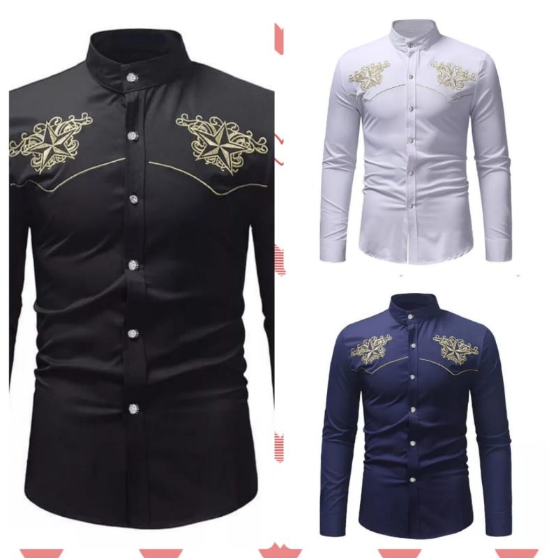 Koko Richat  ( kemeja koko pria bordir kain strecth casual )