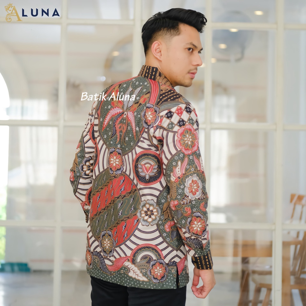 KEMEJA BATIK PRIA PREMIUM LENGAN PANJANG REGULAR BATIK ALUNA PCW 018