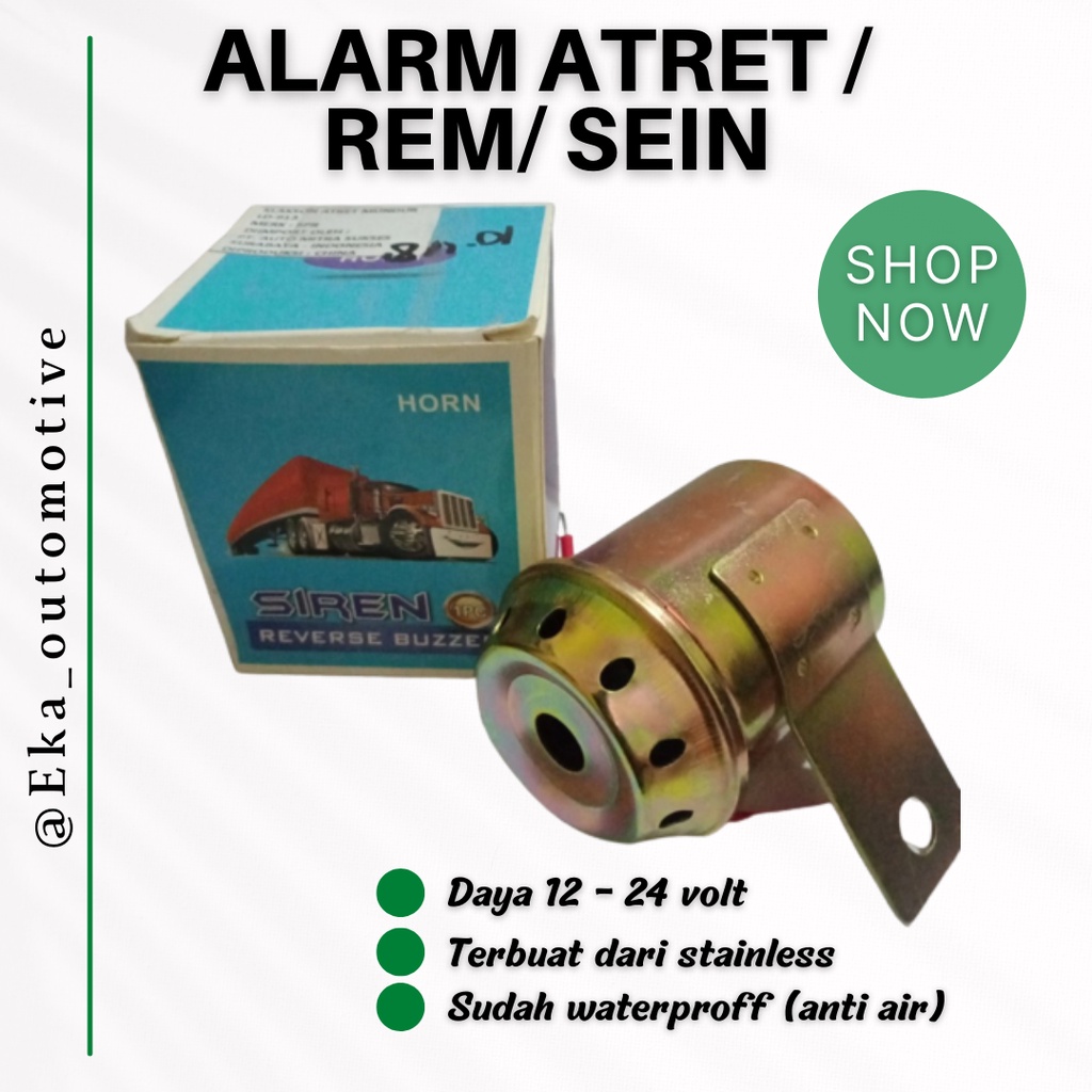 Alarm Atret Mundur stainless Bulat bisa 12v / 24v