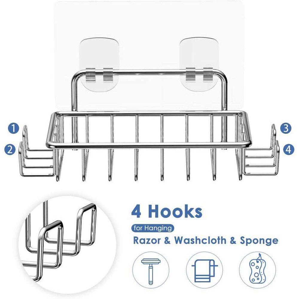 Populer Kotak Sabun Perekat Diri Aksesoris Dapur Kamar Mandi Nampan Sabun Tempat Sabun Dengan 4kait Rak Penyimpanan Sabun