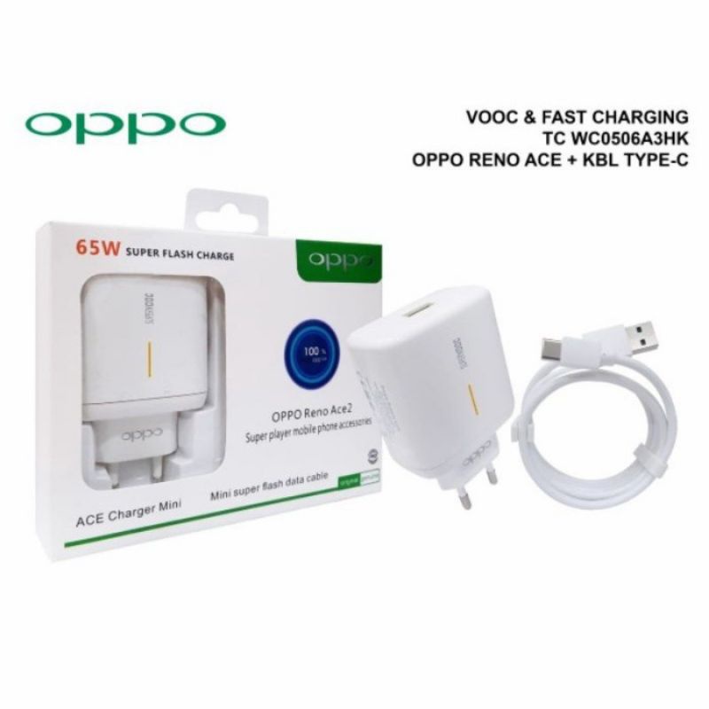 Charger Oppo 65w Type c Super Vooc Reno Ace 2/6/5/5F/4/4F/Find X2 pro Flash Charging