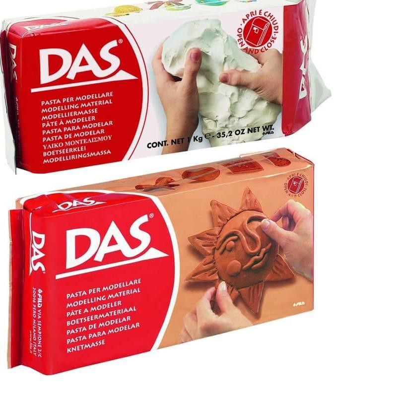 

(nyu-655) DAS Modelling Clay / Tanah Liat 1 kg White / Terracotta !
