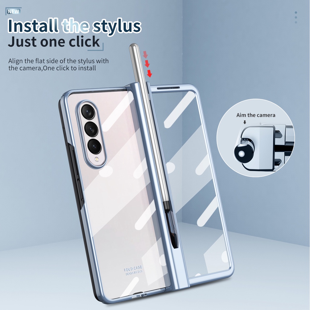 Hard Case Frosted Pen Tray Hinge Tempered With Stylus S Pen Glass Samsung Galaxy Z Fold 4 Z Fold 5