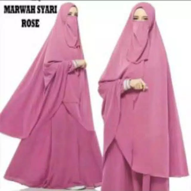 gamis marwah syari cadar set / gamis set cadar murah / stelan syar'i+cadar