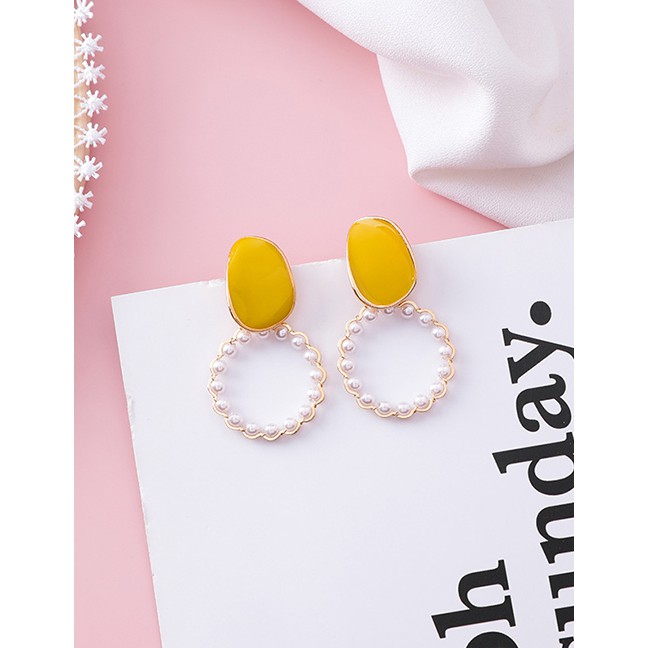 LRC Anting Tusuk Fashion (pearl Ring) Drip Transparent Earrings F4871X