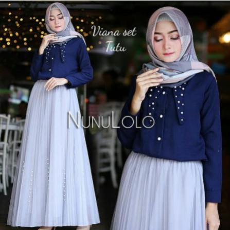 Viana Set | Setelan Rok Tutu | Stelan Baju Muslim Terlaris