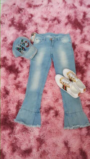 MC girl Celana Jeans Cutbray 7/9 Rawis / Celana Jeans Kaki Lebar Rumbai