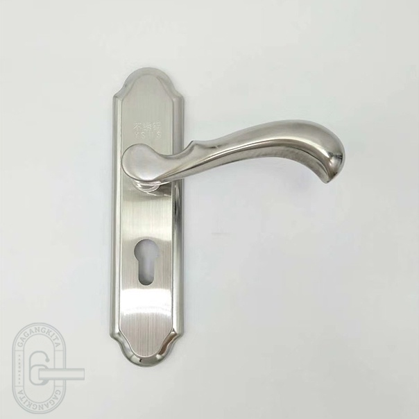 Gagang Pintu 1 set siap pasang, Handle Lock Door Premium Bedroom Living Room Mechanical Anti-Theft Security Mute Silver