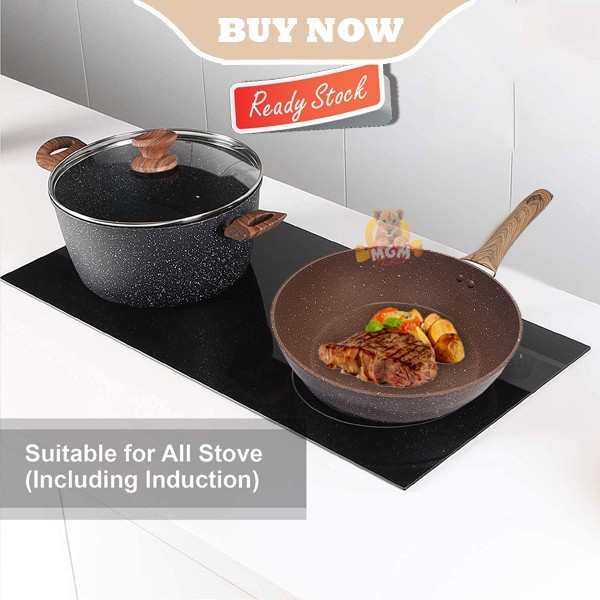 Wajan Teflon Marble Wok 26CM Anti Lengket Induction ready