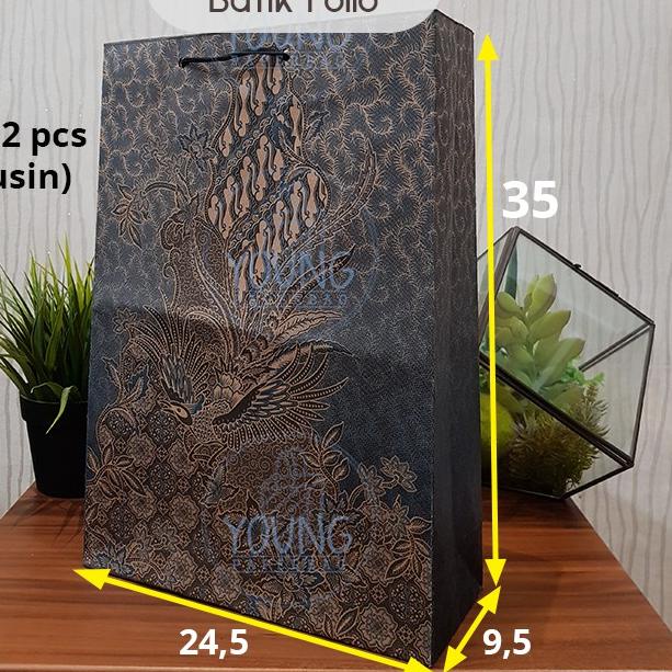 

◌ Paper Bag / Tas Kertas Batik Folio motif Burung Uk.24,5x9,5x35 (1 lusin (12pcs)) ❆