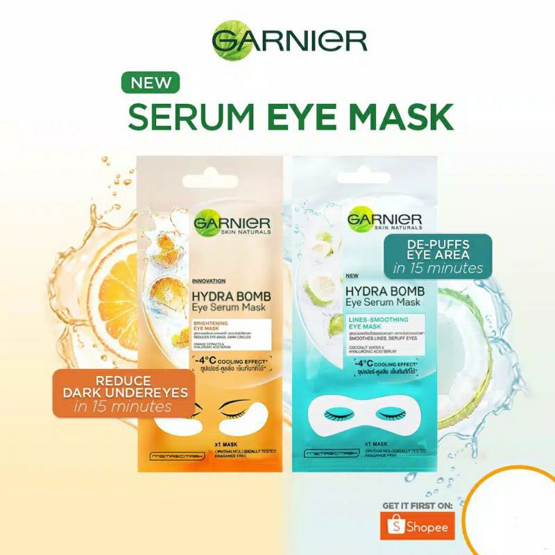 ☘️ CHAROZA ☘️ GARNIER Eye Serum Mask Hydra Bomb Orange / Coconut