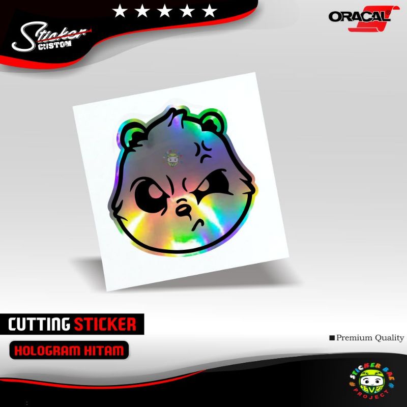 Sticker kepala panda cutting sticker laptop motor helm