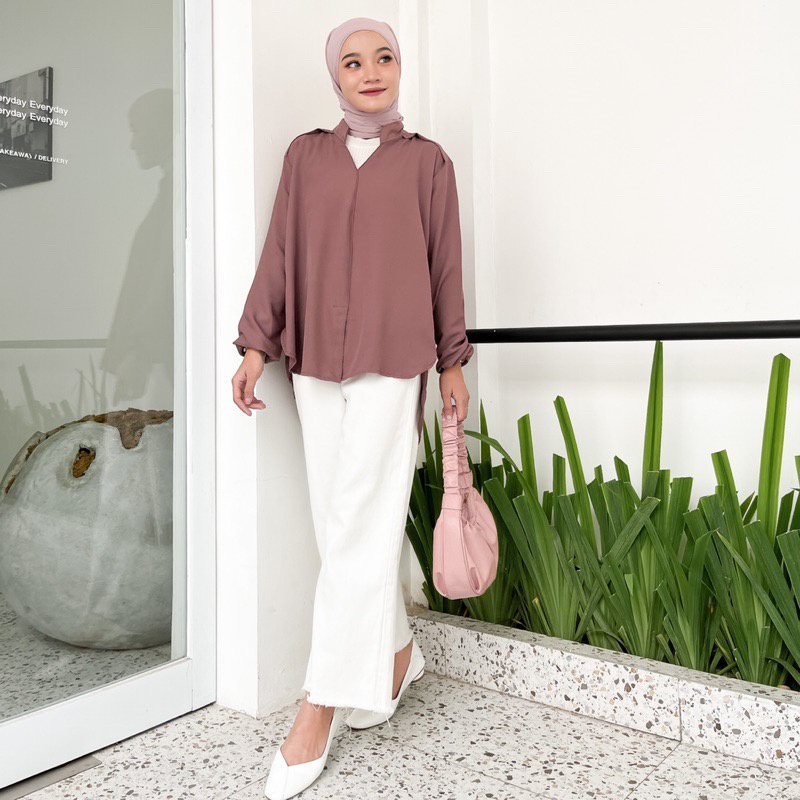 BEFAST - ZFS OOTD Blouse ANDINY / STELIA OVERSIZE SHAKILA BLOUSE / Blouse Oversize Casual Wanita / Atasan Lengan Panjang / Pakaian Kerja Wanita / Blouse Polos formal / Fashion Kekinian Remaja ABG / Blouse Jumbo Trendy / Terlaris