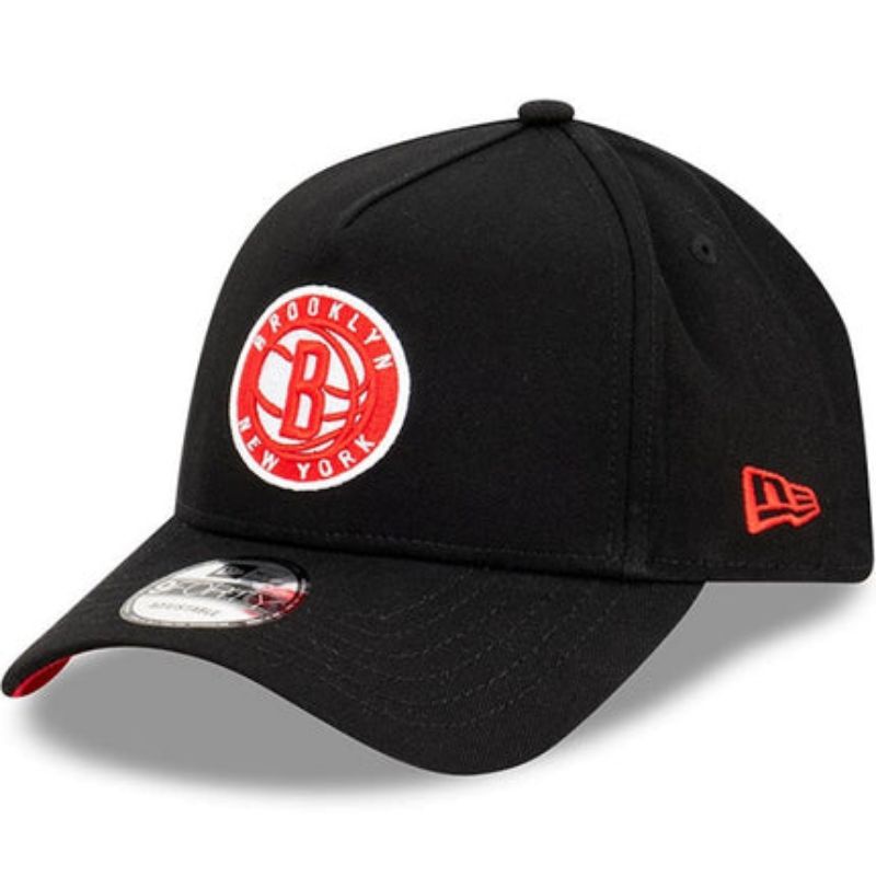 Topi New Era Cap Brooklyn Nets Black Red Type K Frame 9Forty Adjustable Original