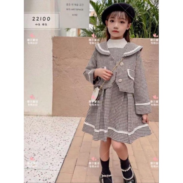 Dres tweed import premium anak perempuan