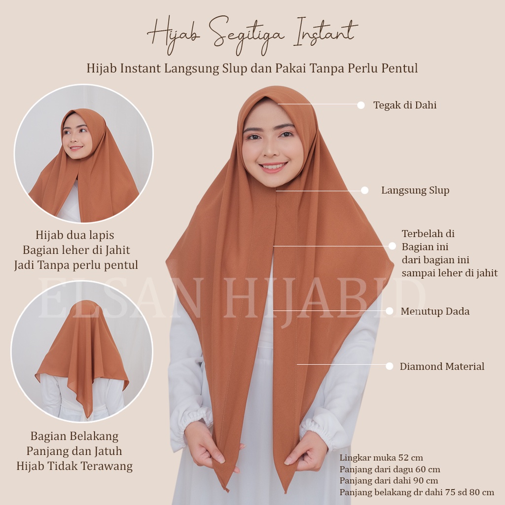 Jilbab Segitiga instan / Real pict sesuai gambar