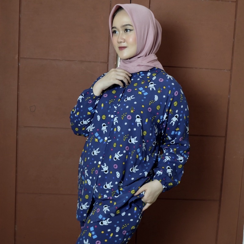 PAJAMAS PREMIUM COUPLE IBU DAN ANAN PREMIUM PAJAMAS KANCING