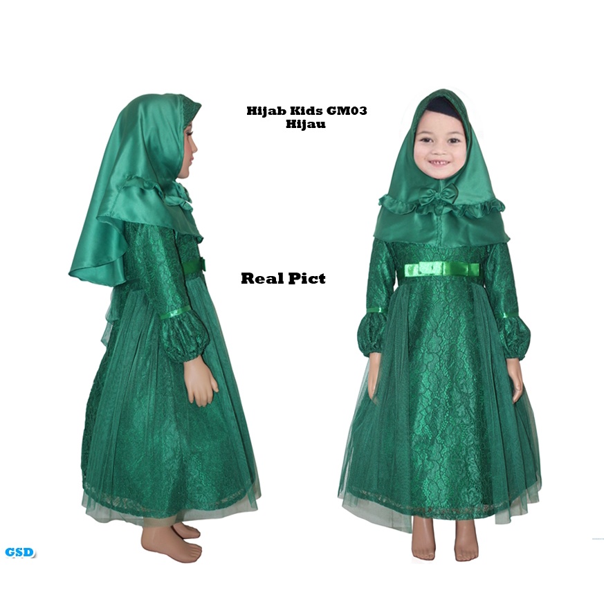 Hijab Gm 01 - GM 03/Promo Diskon Maxi Dress Muslim Anak/ Baju Ngaji Anak Perempuan + Krudung Good Quality