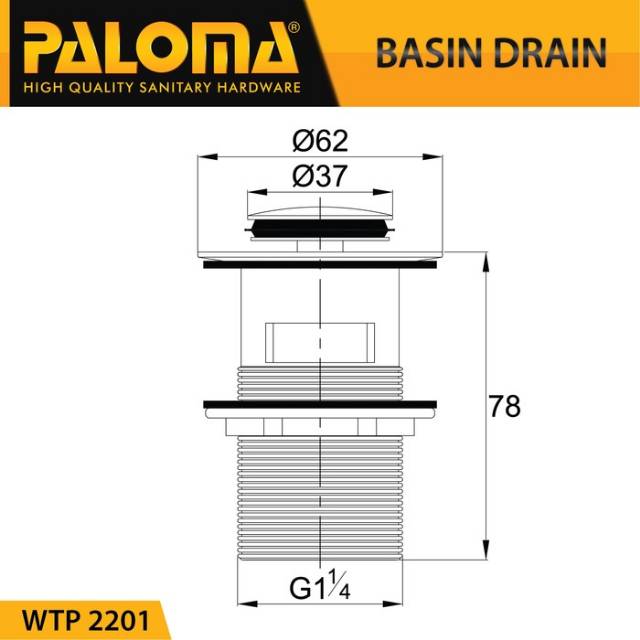 PALOMA WTP 2201 Afur Wastafel Kepala Sifon Pop Up Waste Avur Washtafel