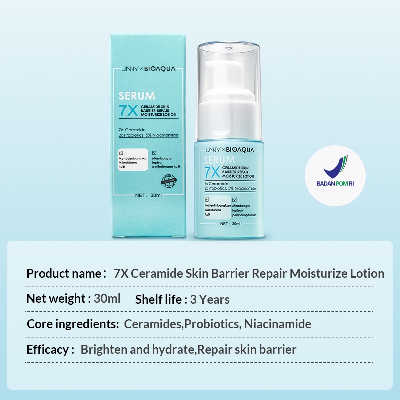 BIOAQUA 7X Ceramide Skin Barrier Repair Moisturize Emulsion Face Lotion 30ml For All Skin Types Memperbaiki Skin Barrier yang Rusak